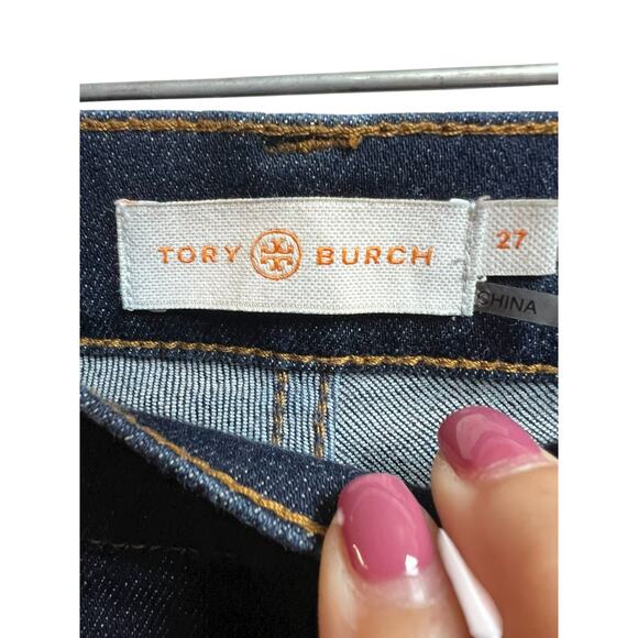 Tory Burch Straight Leg Jeans Dark Wash 27 - Picture 3 of 12